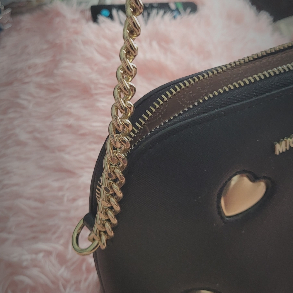 Michael Kors Black Crossbody Bag with Gold Heart Accents - Picture 9 of 10